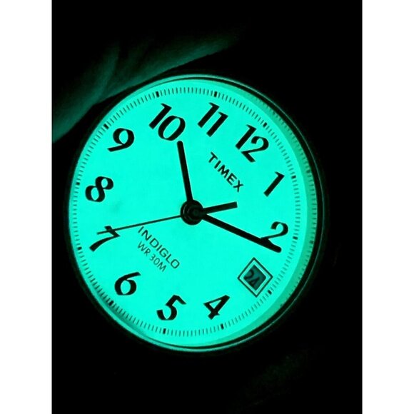 Timex Womens Watch T2H381 Indiglo Quartz Petite 2-Tone White Dial Expansion Band main image 10